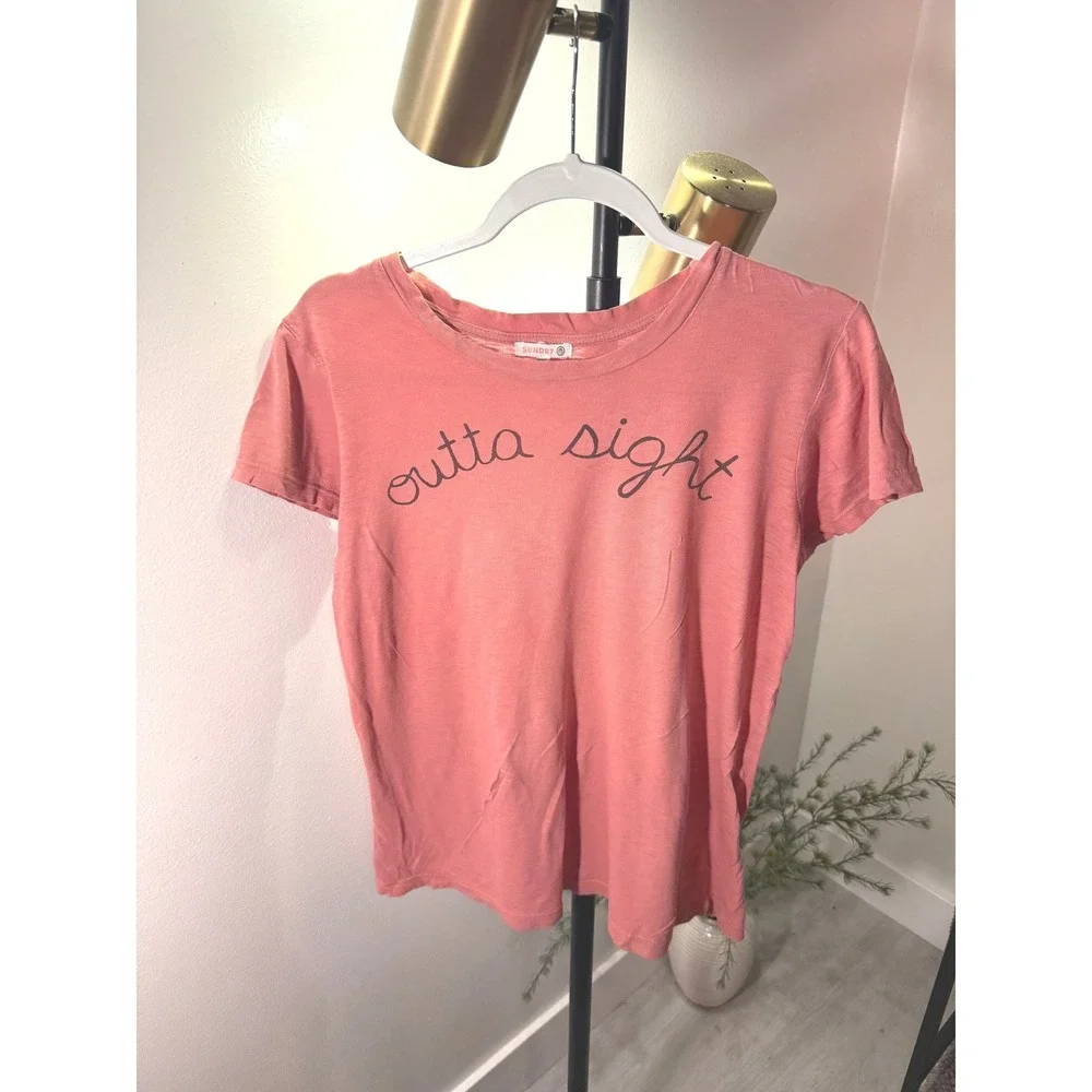 Sundry tee coral outta sight anthropologie SM pink peach summer bright euc cute